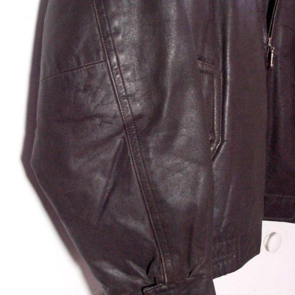Vtg 90's Towne From London Fog Brown Leather Jacket Sz L - Picture 4 of 9
